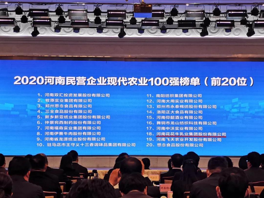 快訊 | 2020河南民營企業(yè)100強發(fā)布 花花牛榮獲“河南民營企業(yè)現(xiàn)代農(nóng)業(yè)100強”、“河南民營企業(yè)社會責任100強”雙榮譽